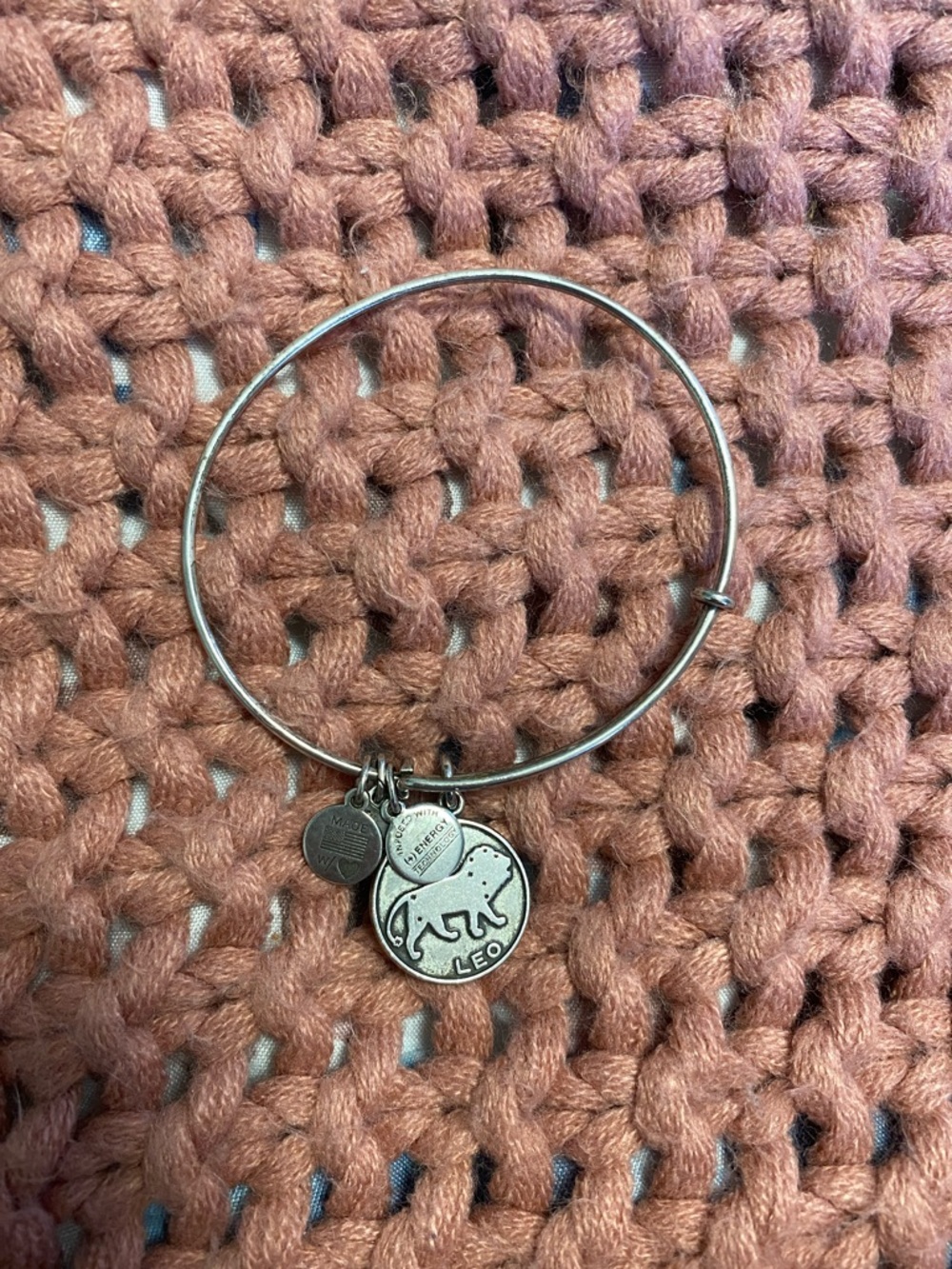 Leo Charm Bangle Bracelet in Silver Tone